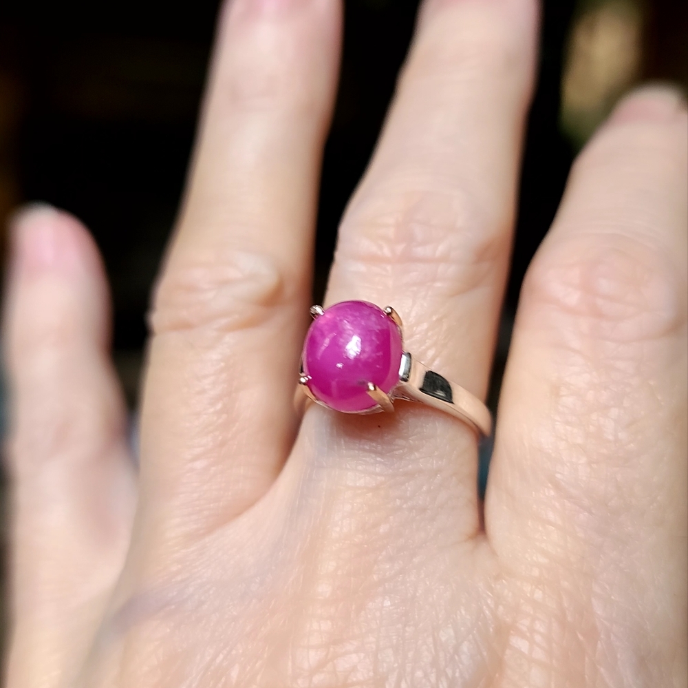 Star Ruby Sterling & Gold solitaire ring sz7 - Picture 10 of 12